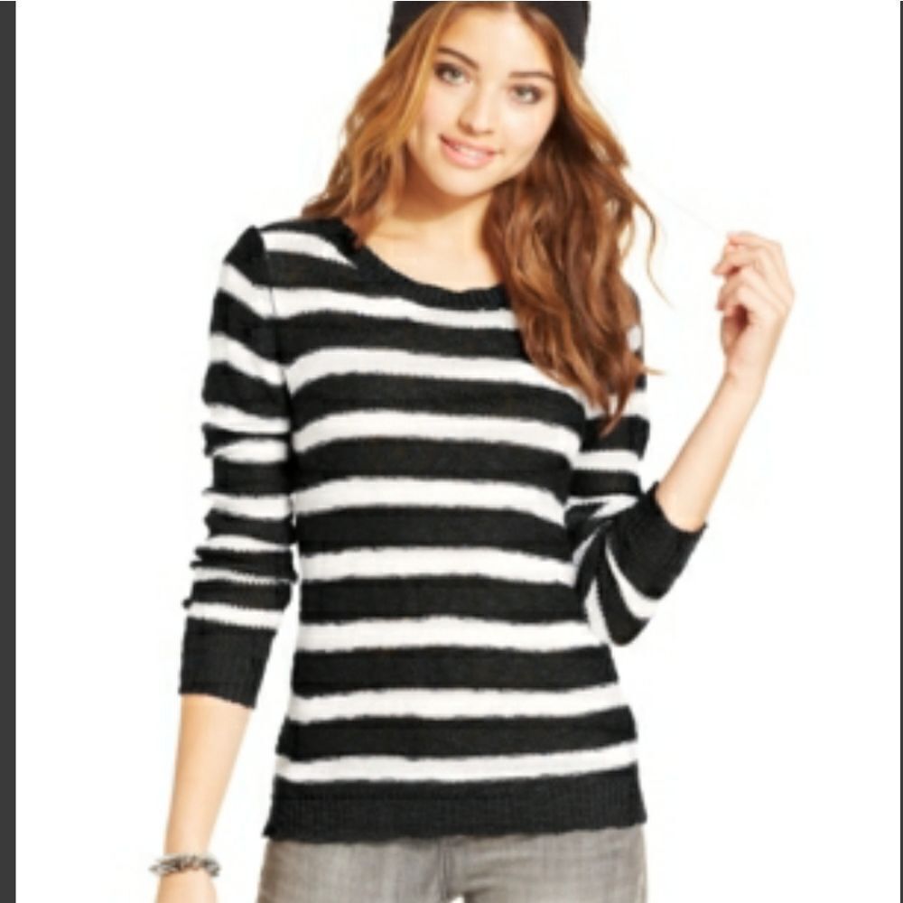 Pink Rose Juniors Striped Sweater sz Lg